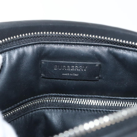 BURBERRY Handtas Leer Zwart Zilver Auth 174706A