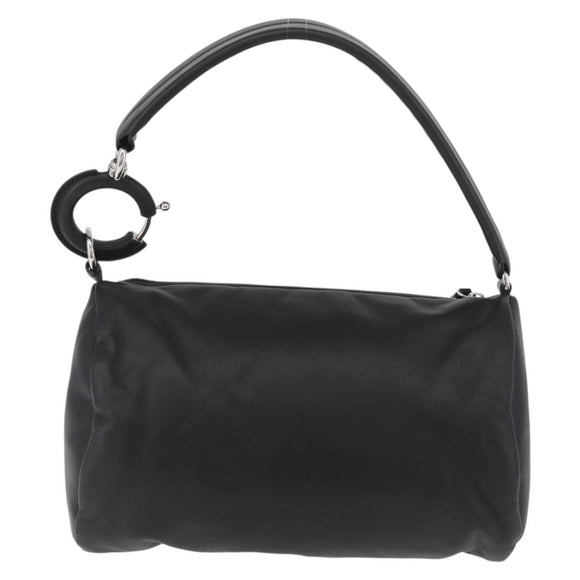 BURBERRY Handtas Leer Zwart Zilver Auth 174706A