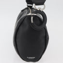 BURBERRY Handtas Leer Zwart Zilver Auth 174706A-3
