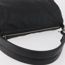 BURBERRY Handtas Leer Zwart Zilver Auth 174706A-6