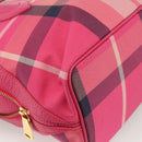 BLUE LABEL CRESTBRIDGE CB Check Bag Canvas Leather 2way Pink Gold Auth 174708A-18