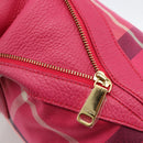 BLUE LABEL CRESTBRIDGE CB Check Bag Canvas Leather 2way Pink Gold Auth 174708A-19
