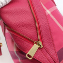 BLUE LABEL CRESTBRIDGE CB Check Bag Canvas Leather 2way Pink Gold Auth 174708A-20
