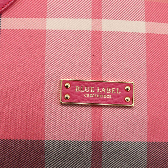 BLUE LABEL CRESTBRIDGE CB Check Bag Canvas Leather 2way Pink Gold Auth 174708A