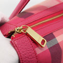 BLUE LABEL CRESTBRIDGE CB Check Bag Canvas Leather 2way Pink Gold Auth 174708A-10