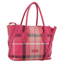 BLUE LABEL CRESTBRIDGE CB Check Bag Canvas Leather 2way Pink Gold Auth 174708A-1