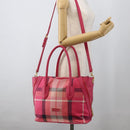 BLUE LABEL CRESTBRIDGE CB Check Bag Canvas Leather 2way Pink Gold Auth 174708A-26