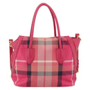 BLUE LABEL CRESTBRIDGE CB Check Bag Canvas Leather 2way Pink Gold Auth 174708A-2
