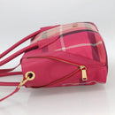 BLUE LABEL CRESTBRIDGE CB Check Bag Canvas Leather 2way Pink Gold Auth 174708A-3