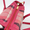 BLUE LABEL CRESTBRIDGE CB Check Bag Canvas Leather 2way Pink Gold Auth 174708A-6