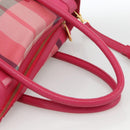 BLUE LABEL CRESTBRIDGE CB Check Bag Canvas Leather 2way Pink Gold Auth 174708A-7