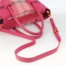 BLUE LABEL CRESTBRIDGE CB Check Bag Canvas Leather 2way Pink Gold Auth 174708A-8