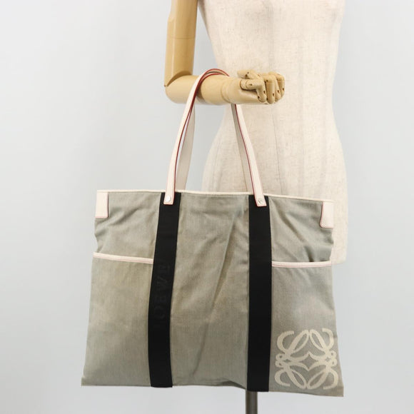 LOEWE Anagram Tote Bag Canvas Gray Auth 174711A