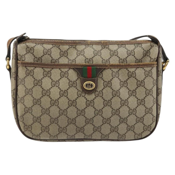 GUCCI GG Supreme Web Sherry Line Bag PVC Beige Gold 89 02 077 Auth 174712