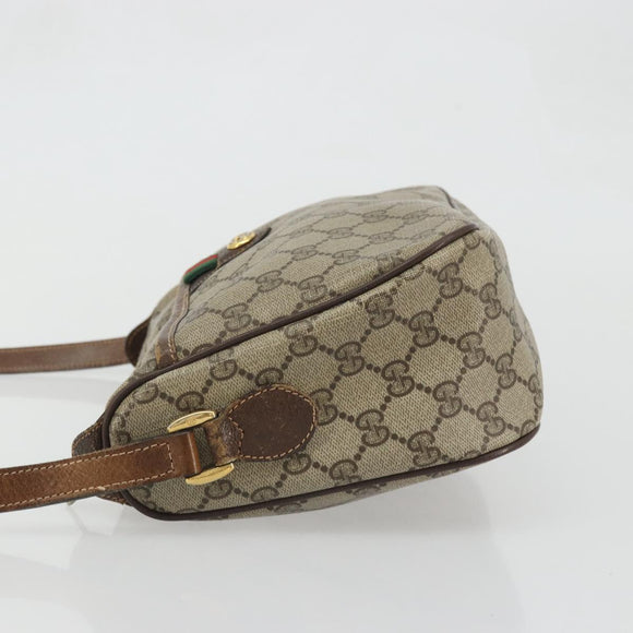 GUCCI GG Supreme Web Sherry Line Bag PVC Beige Gold 89 02 077 Auth 174712