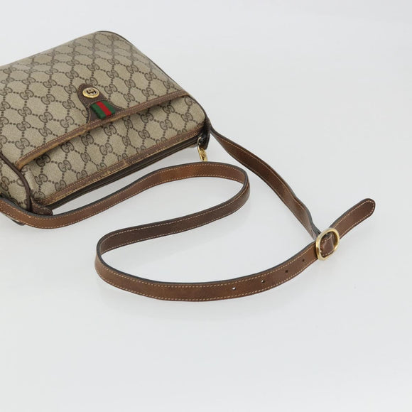 GUCCI GG Supreme Web Sherry Line Bag PVC Beige Gold 89 02 077 Auth 174712
