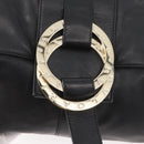 BVLGARI Clutch Bag Leather Black Gold Auth 174713A-17