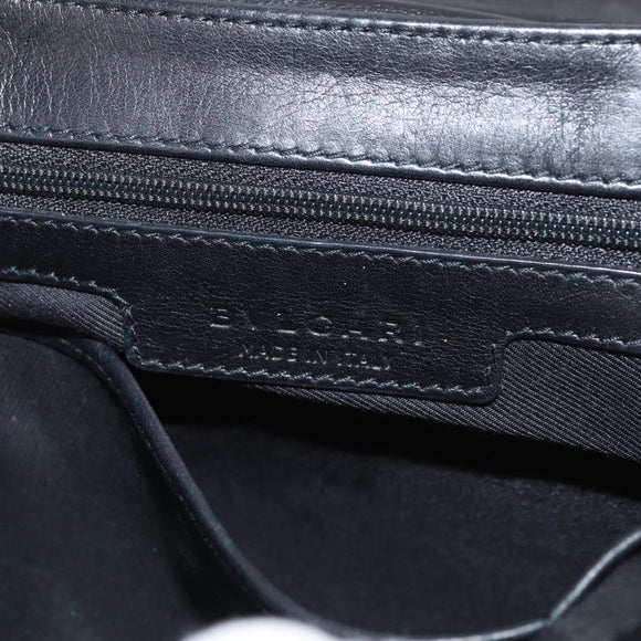 BVLGARI Clutch Bag Leather Black Gold Auth 174713A