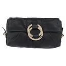 BVLGARI Clutch Bag Leather Black Gold Auth 174713A-13