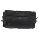 BVLGARI Clutch Bag Leather Black Gold Auth 174713A-2