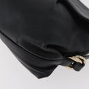 BVLGARI Clutch Bag Leather Black Gold Auth 174713A-14