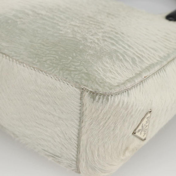 PRADA Hand Bag Harako Silver White Auth 174714A