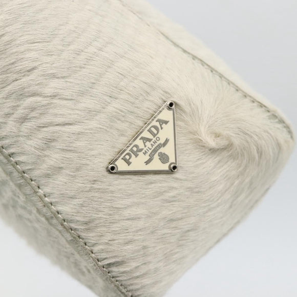 PRADA Hand Bag Harako Silver White Auth 174714A