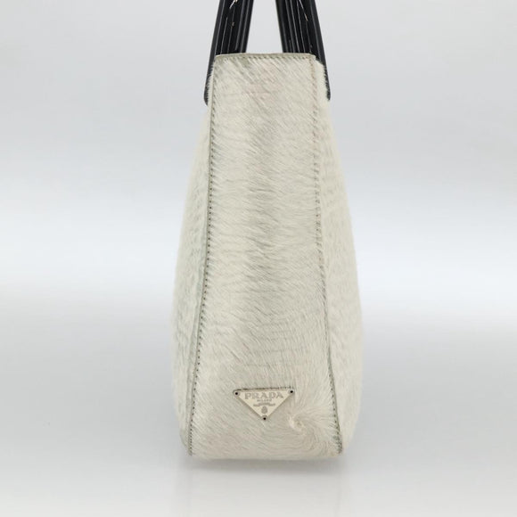 PRADA Hand Bag Harako Silver White Auth 174714A