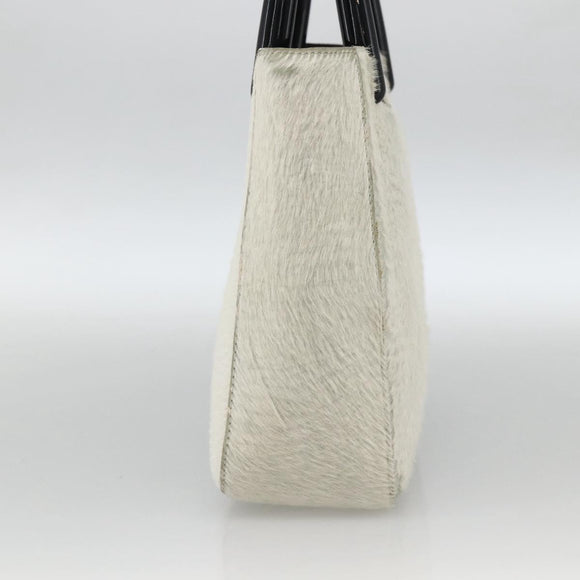 PRADA Hand Bag Harako Silver White Auth 174714A