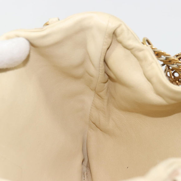 Chloe Purse Chain Hand Bag Harako leather Beige Gold Auth 174716