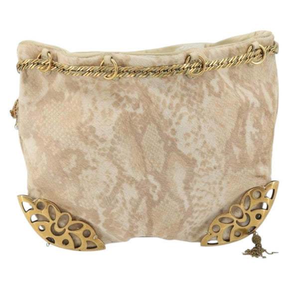 Chloe Purse Chain Hand Bag Harako leather Beige Gold Auth 174716