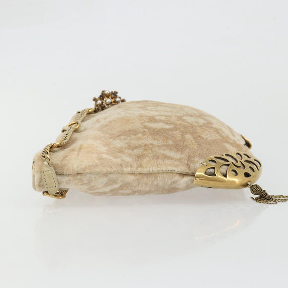 Chloe Purse Chain Hand Bag Harako leather Beige Gold Auth 174716