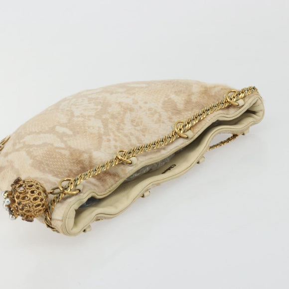 Chloe Purse Chain Hand Bag Harako leather Beige Gold Auth 174716