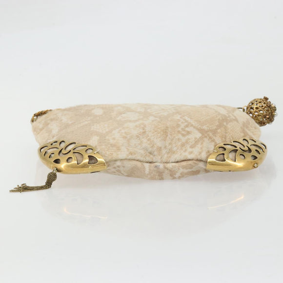 Chloe Purse Chain Hand Bag Harako leather Beige Gold Auth 174716