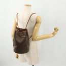 CELINE Macadam Canvas Purse Backpack PVC Leather Brown Gold Auth 174718-17