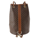 CELINE Macadam Canvas Purse Backpack PVC Leather Brown Gold Auth 174718-2