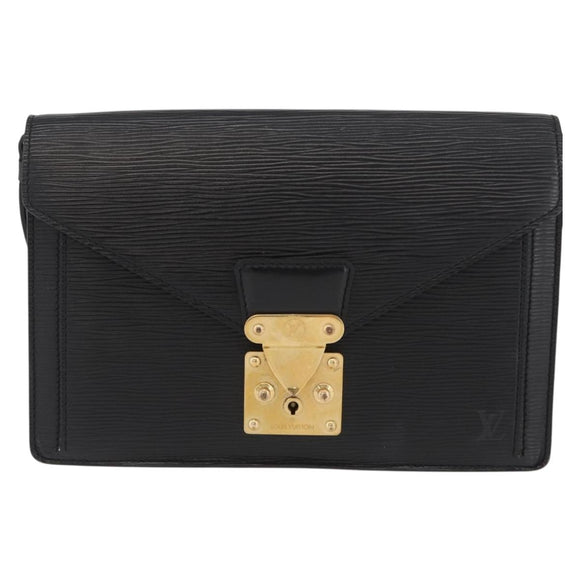 LOUIS VUITTON Epi Serie Dragonne Clutch Bag Black Noir M52612 LV Auth 174735