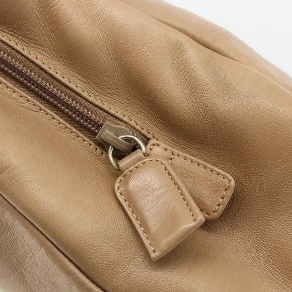 PRADA Hand Bag Leather Beige Auth 174739A