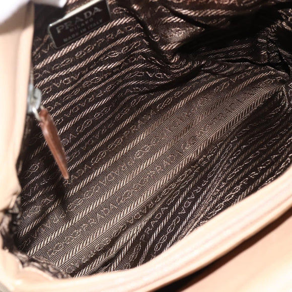 PRADA Hand Bag Leather Beige Auth 174739A