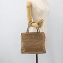 PRADA Hand Bag Leather Beige Auth 174739A-25