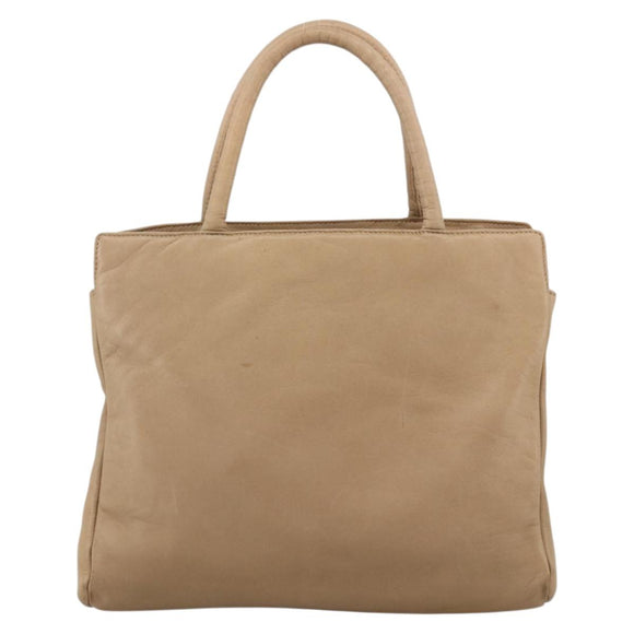 PRADA Hand Bag Leather Beige Auth 174739A