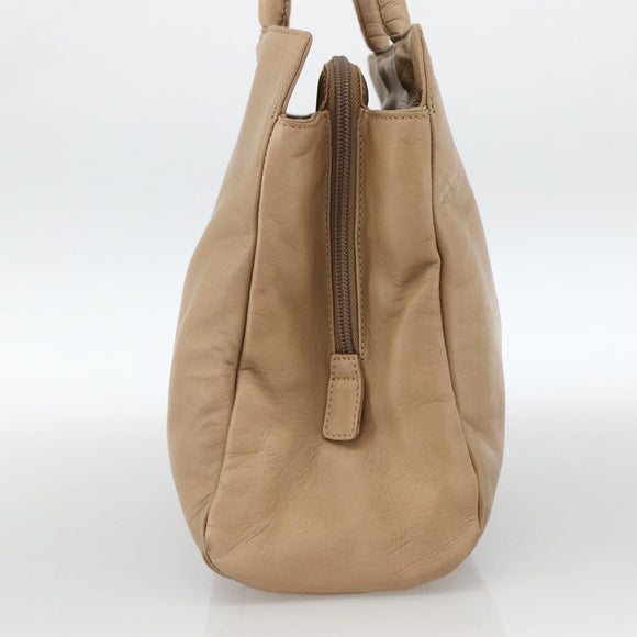 PRADA Hand Bag Leather Beige Auth 174739A