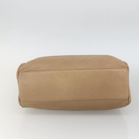 PRADA Hand Bag Leather Beige Auth 174739A