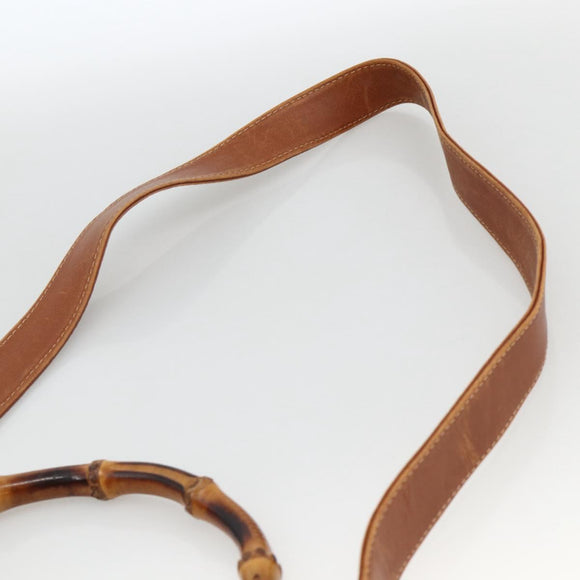 GUCCI Bamboo Hand Bag Leather 2way Brown Gold 001 123 1638 Auth 174741
