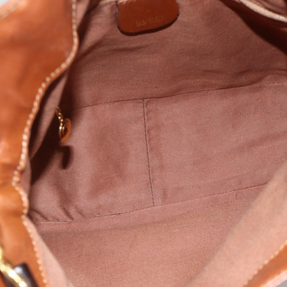 GUCCI Bamboo Hand Bag Leather 2way Brown Gold 001 123 1638 Auth 174741