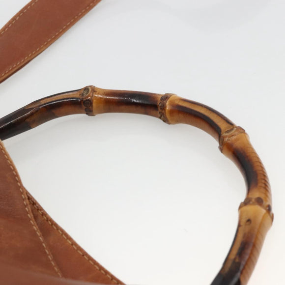 GUCCI Bamboo Hand Bag Leather 2way Brown Gold 001 123 1638 Auth 174741