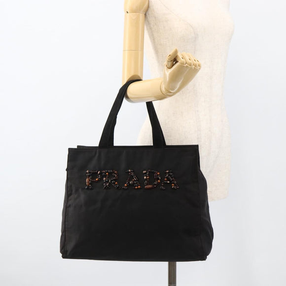 PRADA Tote Bag Nylon Black Auth 174743A