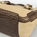 CELINE Boogie bag Hand Bag Leather Beige Gold Auth 174749-9