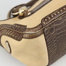 CELINE Boogie bag Hand Bag Leather Beige Gold Auth 174749-14