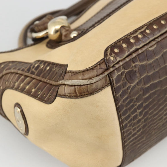 CELINE Boogie bag Hand Bag Leather Beige Gold Auth 174749